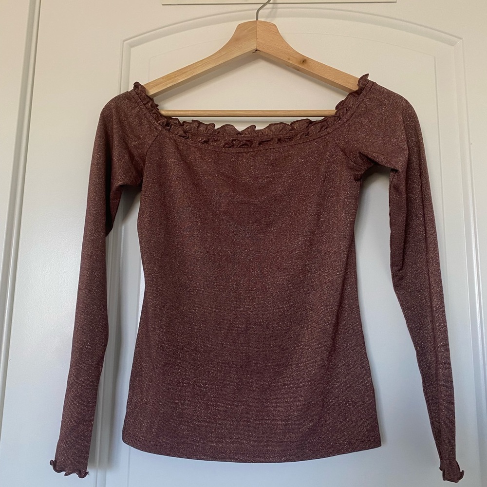 Off the shoulder glittery blouse